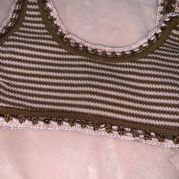 Solid & striped dawn crotchet bikini top XS brown‎ - Picture 6 of 9
